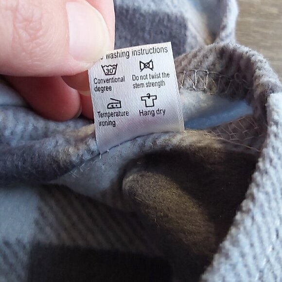 Born To Be Loved Blue/Gray/Black Buffalo Plaid Pullover Dog Shirt W/D-Ring - M - Picture 5 of 6